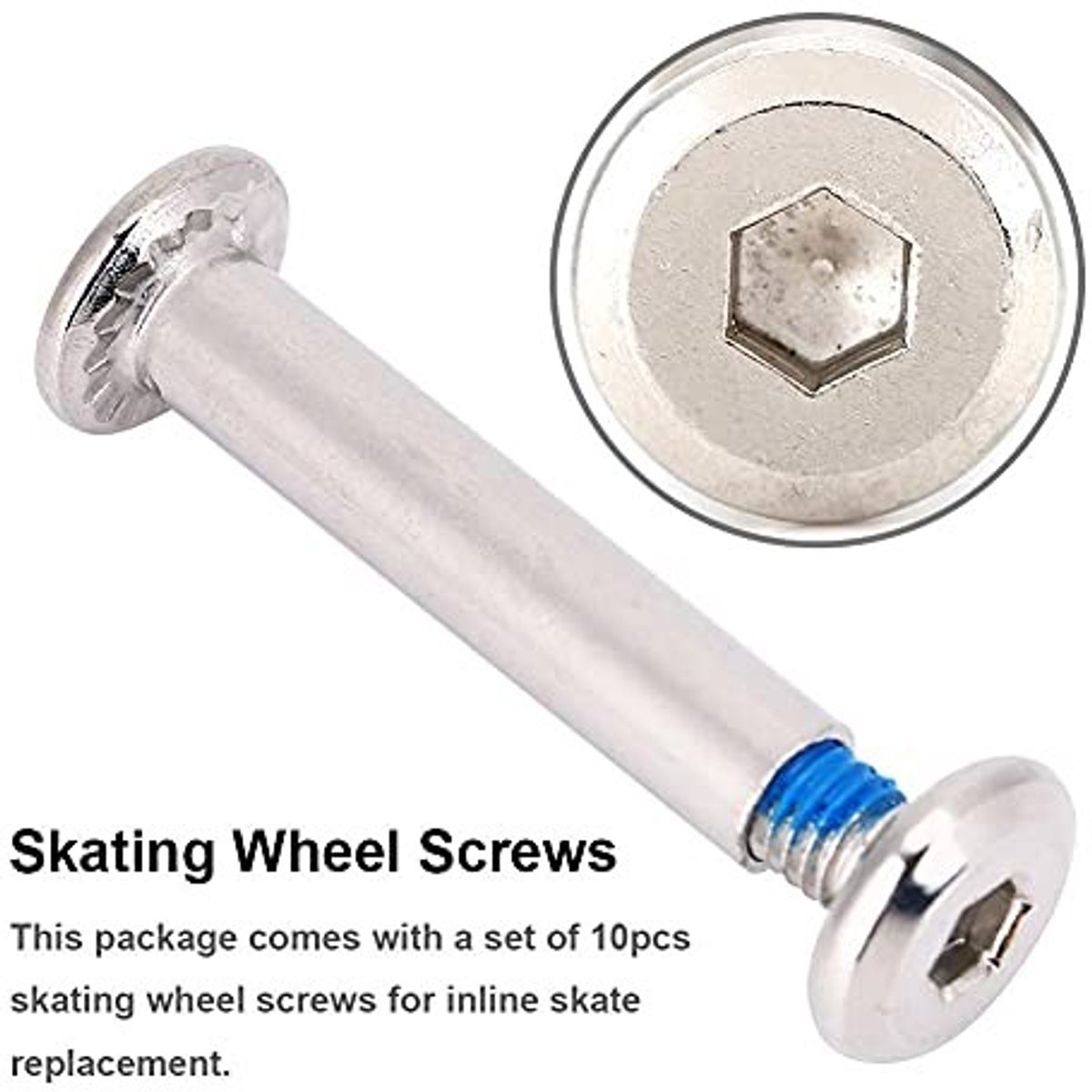Dailygoods- Skateschroeven set van 10 - Vervangende schroeven - Robuust en duurzaam - Voor kinderen/volwassenen - Inclusief 4 mm inbussleutels - Geschikt voor voor- en achterwiel - Rolschaatsen