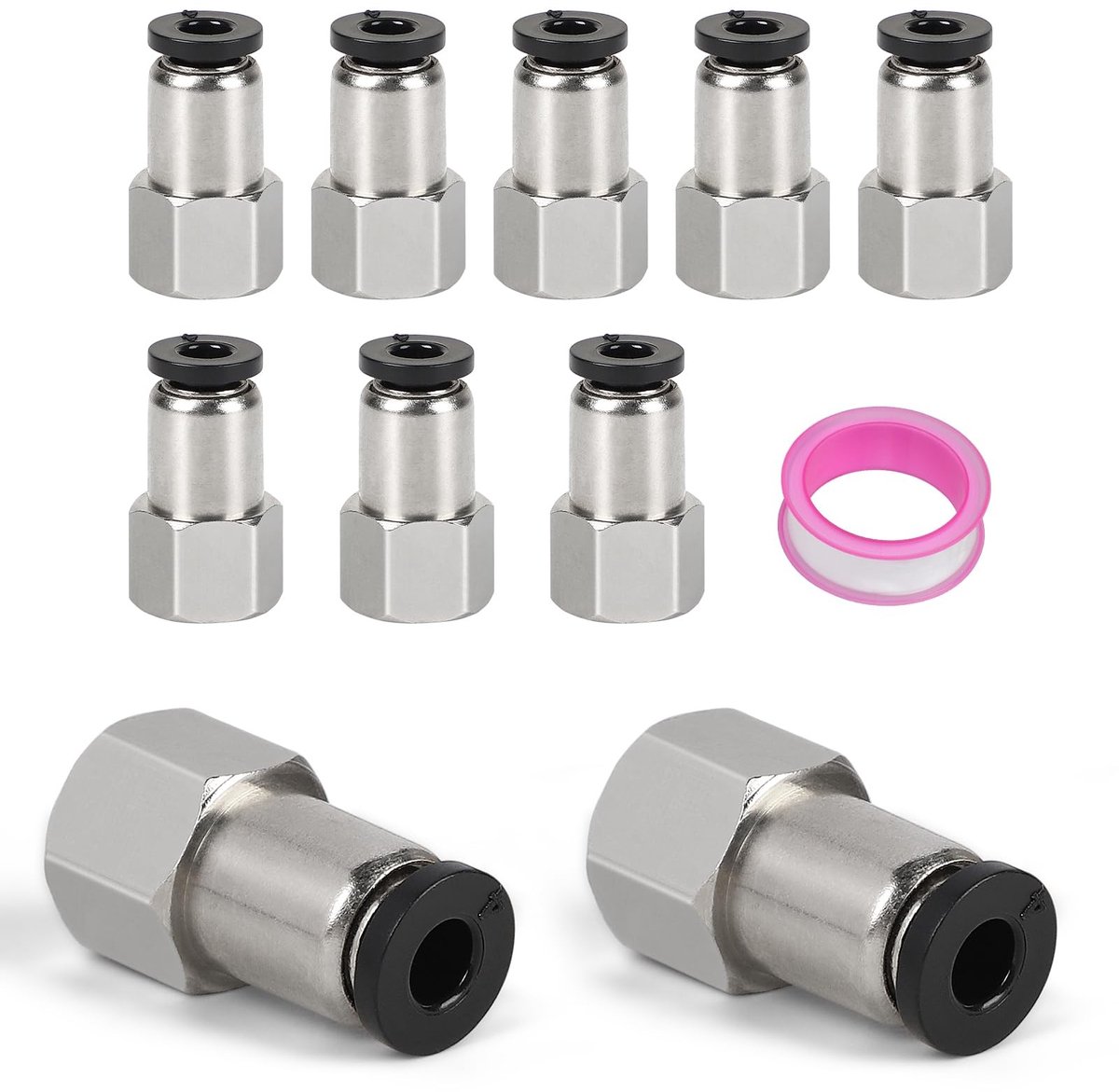 Dailygoods- Pneumatische Aansluiting G1/8 BSP - Vrouwelijke Connectoren - Slangadapter - Teflonband - 10 Stuks - Eenvoudig Aansluiten - Slangconnector