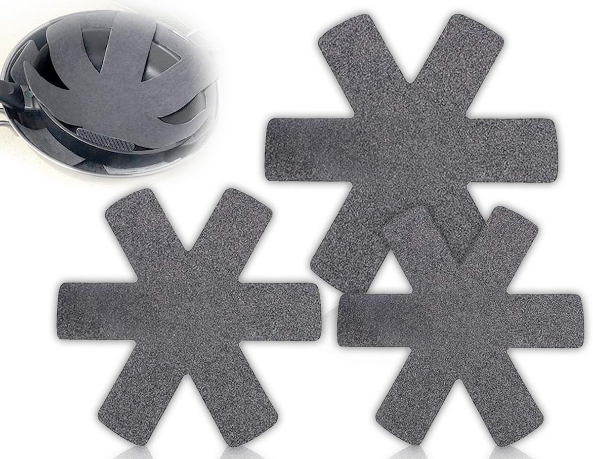 Dailygoods- Pannenbescherming 3 Stuks - Hittebestendig - Scheidingswand - Pannenonderzetter - Verstelbare Maten 38/35/26 cm - Hoogwaardige Kwaliteit - Pannenonderzetters