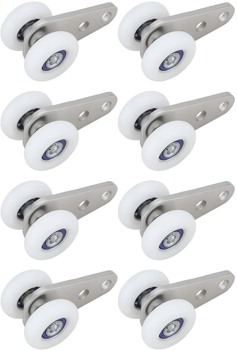 Dailygoods- Trolley Schuifdeur 8 Stuks - Schuifrail 25 mm - Katrol Wielen - 24x22,5x45 mm - Precisiekogellager - Eenvoudig te Installeren - Schuifdeurwielen