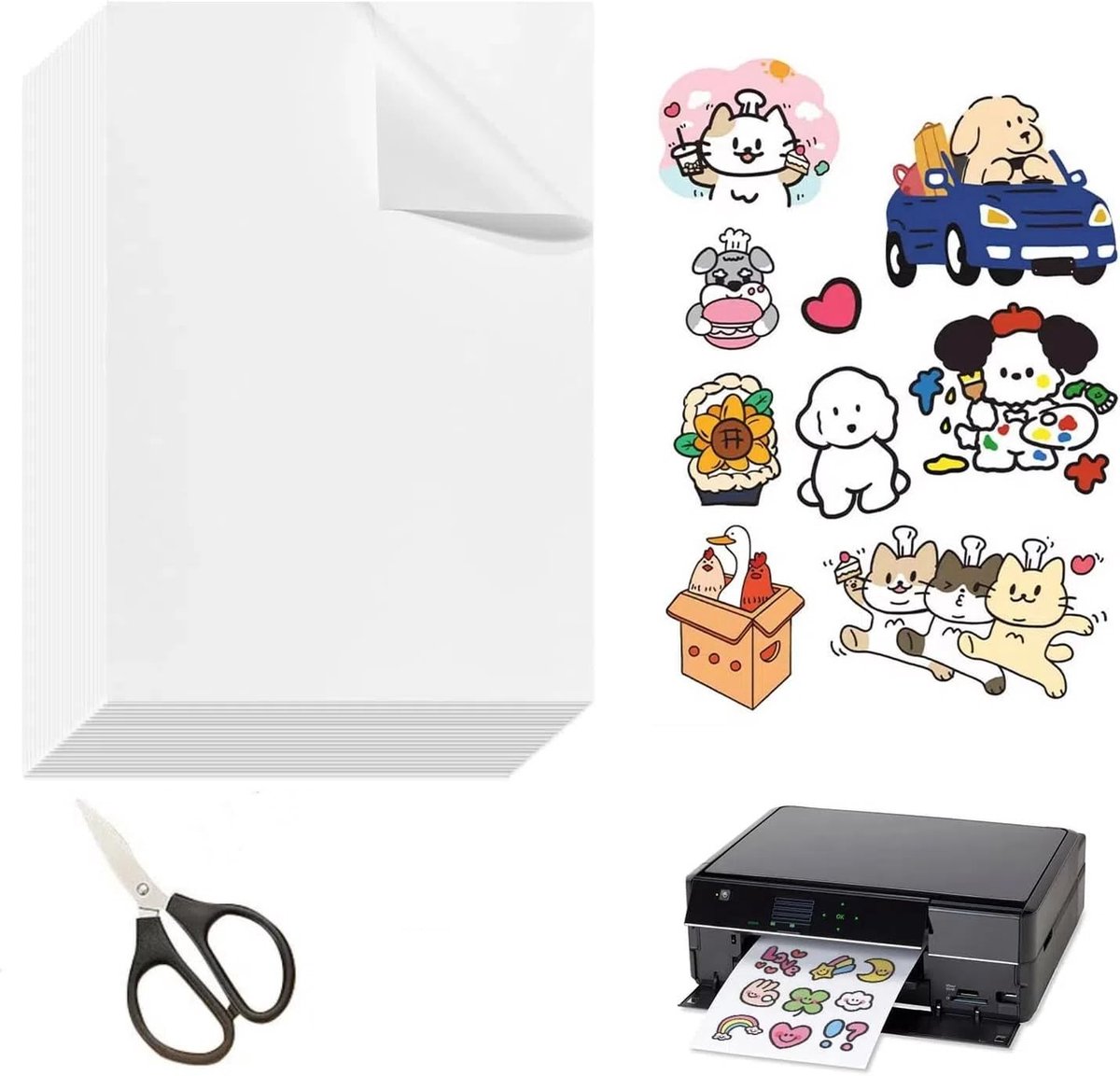 Dailygoods- Zelfklevend Papier A4 - 20 Vellen Stickers - Bedrukbare Etiketten - Vinyl Stickers - PP Synthetisch Papier - Waterdicht Effect