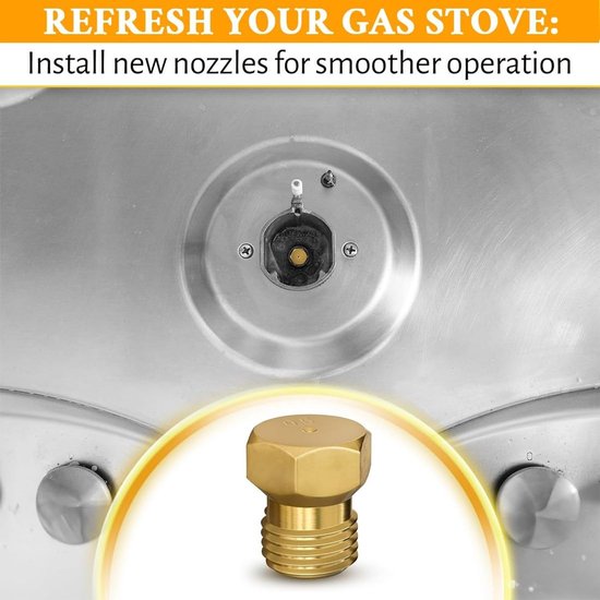 Dailygoods- Gasfornuissproeiers 5 Stuks - Vervangende Mondstukken - LPG-Ombouwset - Messing Brandersproeiers - Duurzaam Materiaal - Hoge Temperatuurbestendigheid - Brandermondstuk van Dailygoods — afbeelding 4