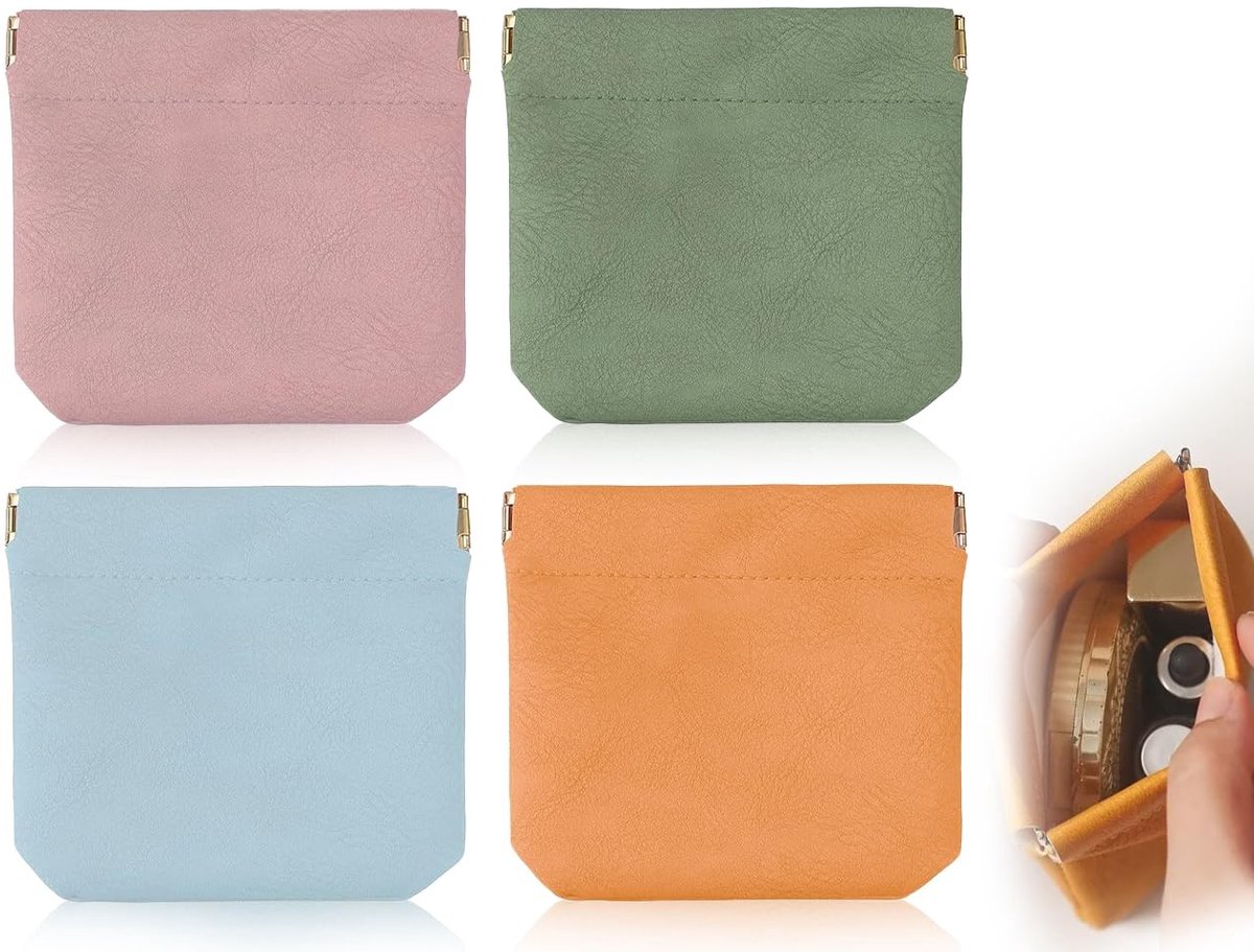 Dailygoods- Make-uptasje Klein - Set van 4 - Draagbaar - Hoogwaardig Leer - Mini Make-uptassen - Cosmetica Organizer - Cosmetica Tasje