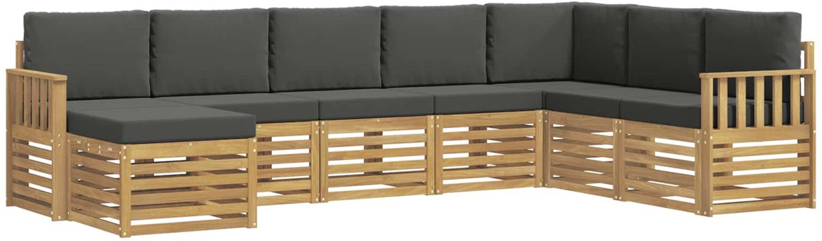 vidaXL Buiten - bank - set - 8 - st - 8-zits - Wit - en - antracietkleurig - Polyester Wit en antracietkleurig
