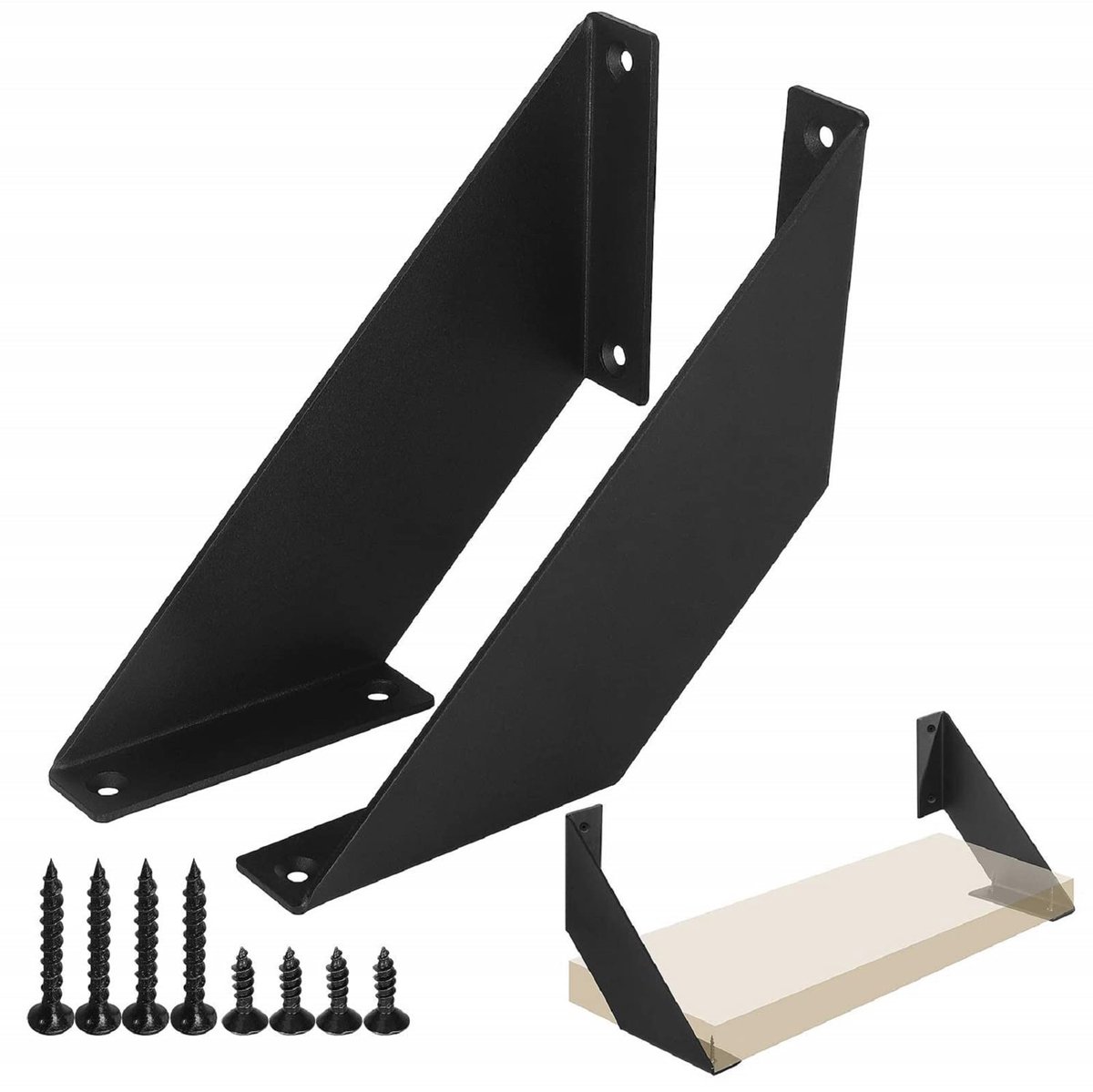 Dailygoods- Plankbeugel Stevige 3 mm Dikke Ijzeren Structuur - Planksteun - Planksteunpennen - Set van 2 - Laadvermogen 50 kg/paar - Flexibele Installatie