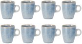 Siaki Koffiemok / theemok Faye - lichtblauw - set 8x - 220 ml - mokken - kerammiek - tas