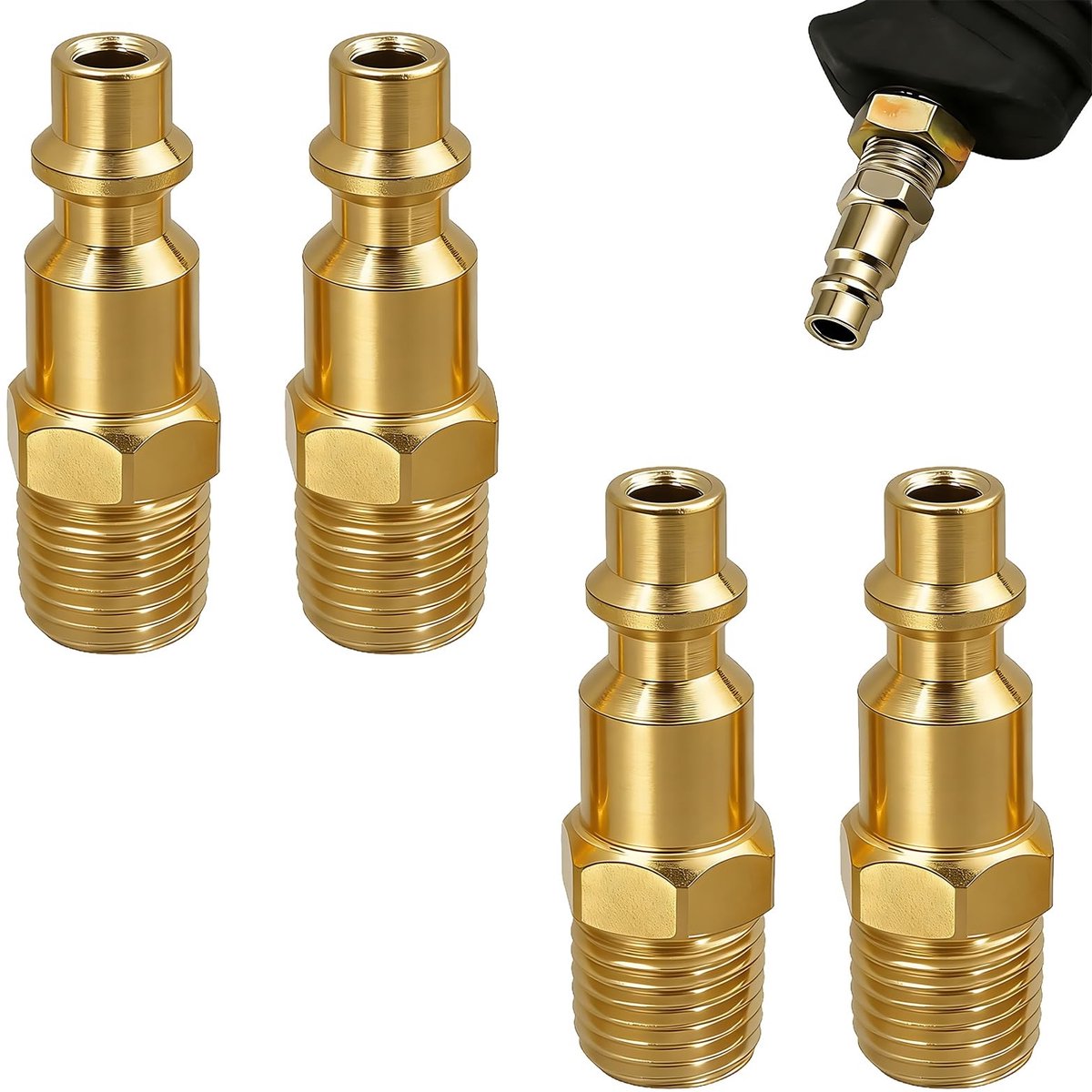 Dailygoods- Slangverbinder 1/4 inch - Messing Aansluitstuk - Persluchtaansluiting - Slangkoppeling met Ventielstopcontact - Duurzaam en Betrouwbaar - Hoogwaardige Materiaal - Luchtkoppeling