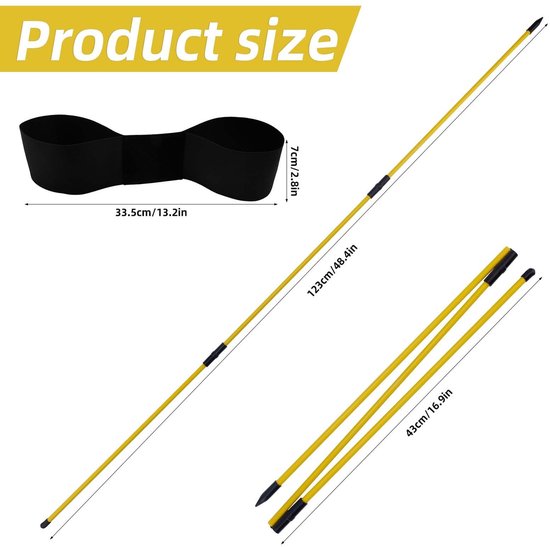 Dailygoods- Golf Trainingshulpmiddelen - 3 Delige Set - Opvouwbare Uitlijnstokken - Swing Correctieband - Voor Beginners - Materiaal: Glasvezel/Polyester - Golftraining van Dailygoods — afbeelding 2