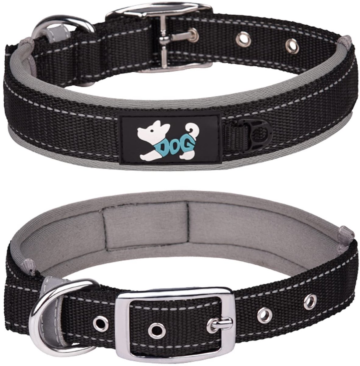 Dailygoods- Hondenhalsband Verstelbaar - Zachte Neopreen - Reflecterende Huisdierhalsband - Nylon - Geschikt voor Grote Honden - Maten: L/XL - Halsband
