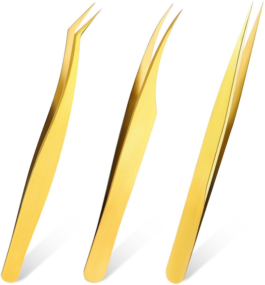 Dailygoods- Wimperspeld Set van 3 - Gouden Wimperspeld - Roestvrij Stalen Wimperspeld - Professionele Wimperspeld - Precisie Wimperspeld - Antimagnetisch en Schokbestendig - Wimperpincet