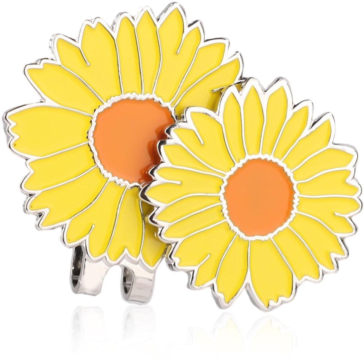 Dailygoods- Golfbalmarker Magnetisch - Golfhoedclip - Decoratie Accessoires - Roestvrij Staal - Geel - 3x3x1,5 cm - Golfaccessoires