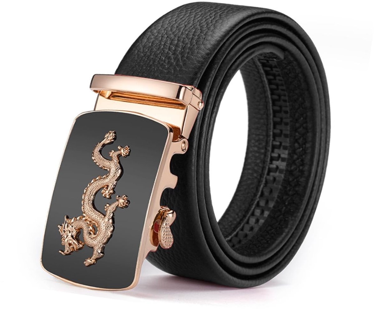 Dailygoods- Herenriem Zwart Leer - Verstelbare Taille - Automatische Gesp - Herenriem voor Business Pak - Dagelijks Gebruik - Ideaal Cadeau - Riem