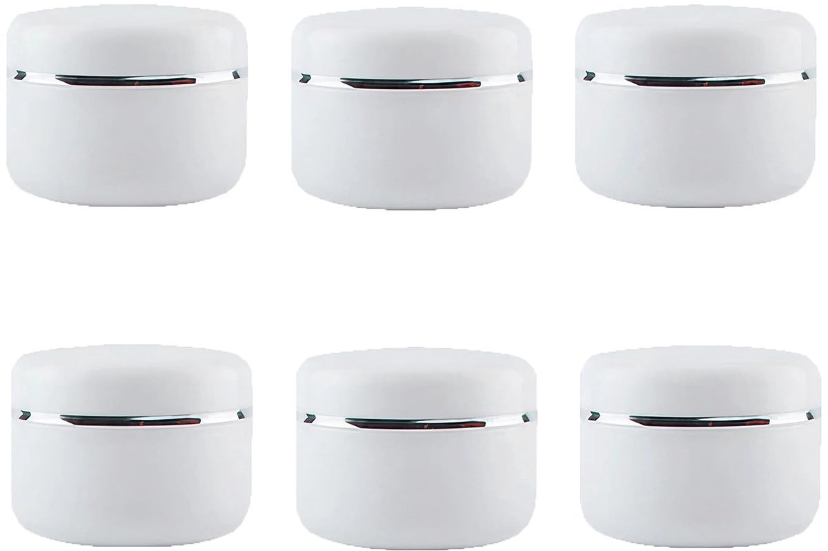 Dailygoods- Cosmetische Pot 100 g - 6 Stuks - Lege Plastic Pot - Schroefdeksel - Navulbare Opslagcontainer - Duurzaam en Recyclebaar - Opslagpot