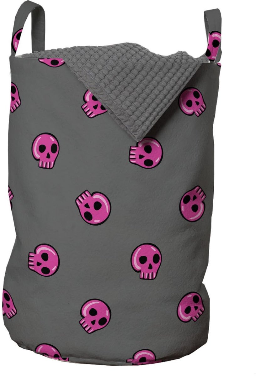 Dailygoods- Waszak Set van 2 - Duurzaam Polyester - Handgrepen - Trekkoordsluiting - 33 cm x 50 cm - Donker Taupe Roze - Opbergmand