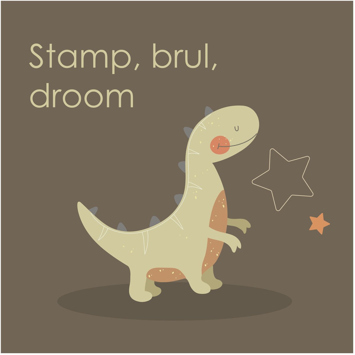 Dinosaurus Kinderkamer Wandprint 100x100 cm - Dibond Aluminium Wanddecoratie - Premium Galerij Kwaliteit Muurdecoratie - Dino Kunstdruk
