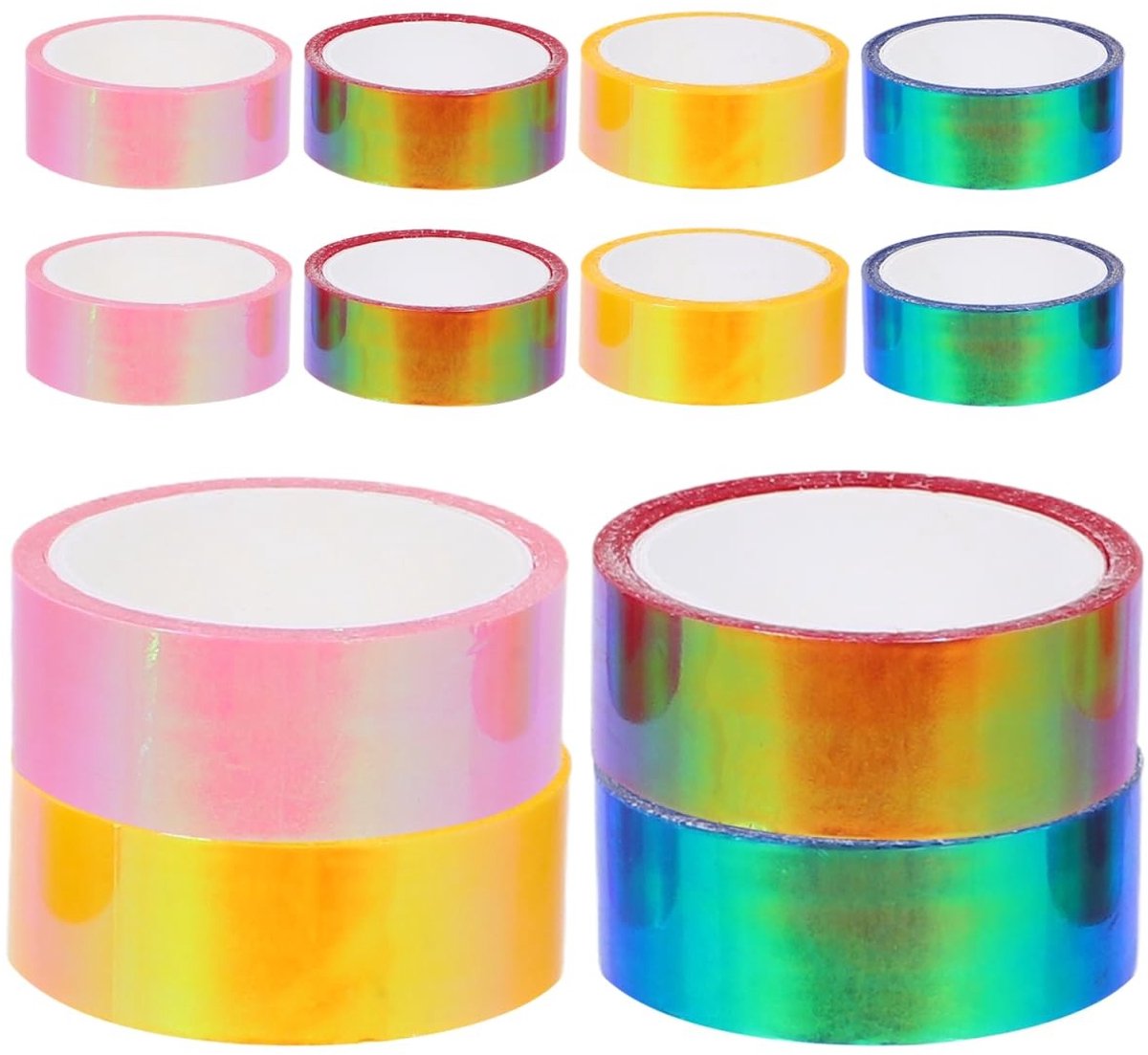 Dailygoods- Plakband 12 Rollen - Waterdicht - Kleurrijk - Hoge Viscositeit - Plakbandhouder - Ideaal voor Geschenken en Knutselprojecten - Decoratietape
