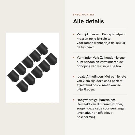 Dailygoods- Biljart Accessoires - 10 Stuks Rubberen Keu Tip Covers - Beschermende Afdekking - Vermindert Vuil - Voorkomt Krassen - Geschikt voor Amerikaanse Biljartkeu van Dailygoods — afbeelding 2