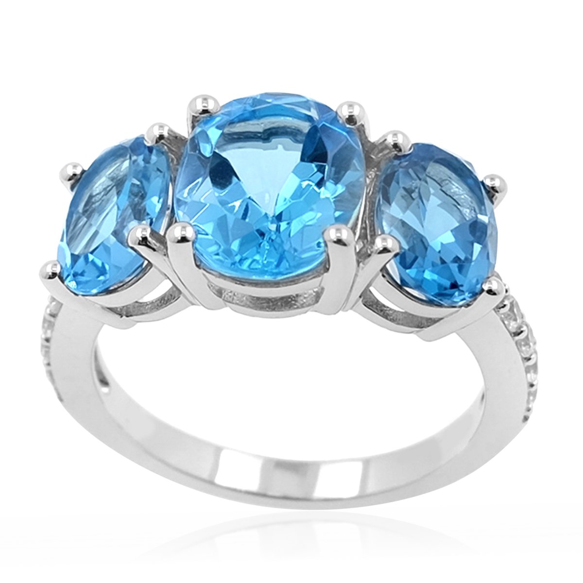 Cavill - Elegante Ring 925 Sterling Zilver - Marambaia Topaas 5,6 ct Ovaal - Zirkonen - Braziliaanse Edelsteen - Dames Sieraad