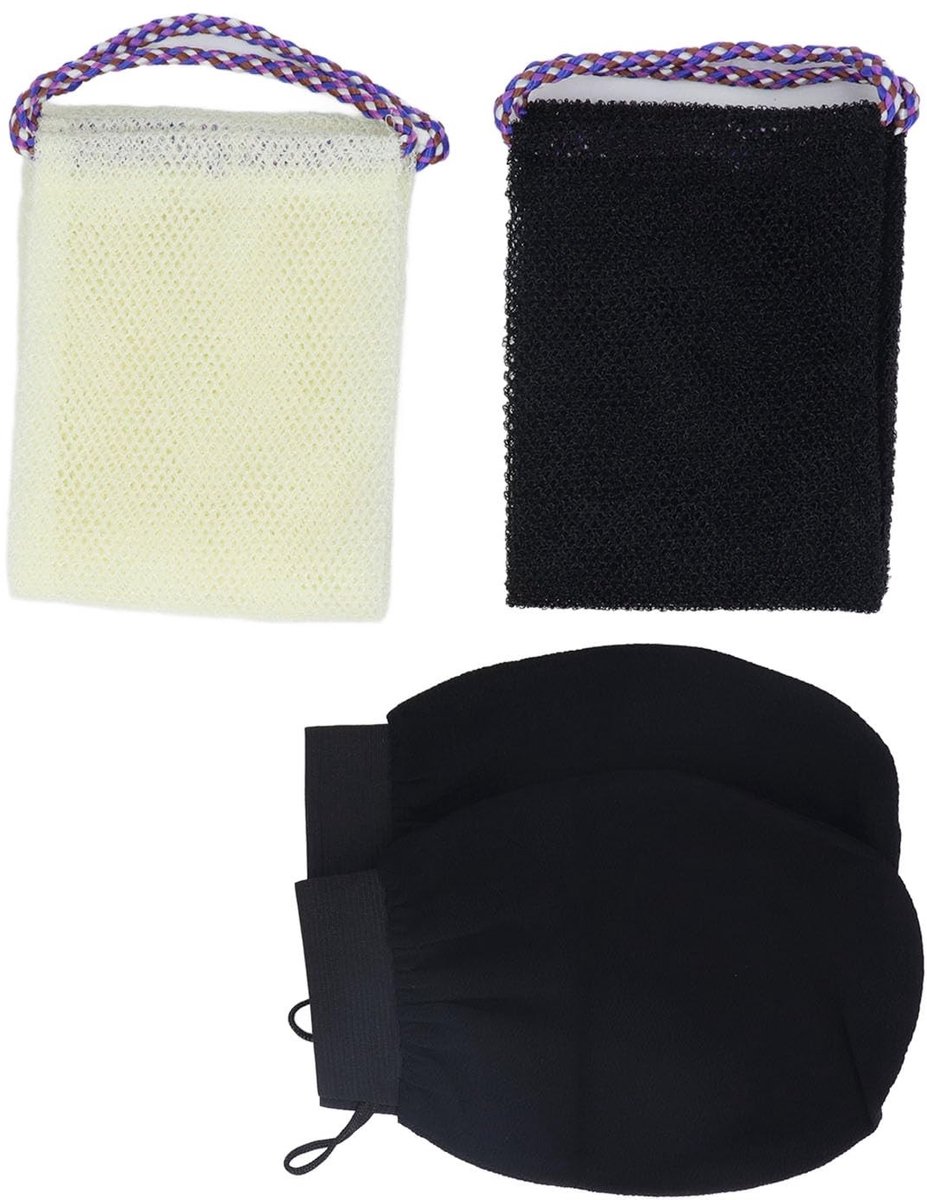 Dailygoods- Badspons Set van 2 - Nylon Mesh - Handlussen - Badhandschoenen - Zacht en Huidvriendelijk - Ruimtebesparend en Hygiënisch - Scrubhandschoen