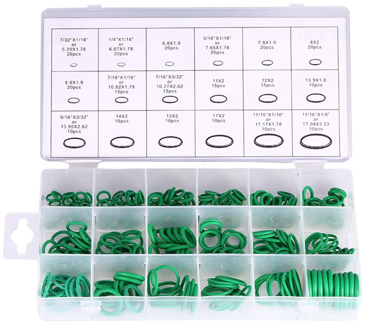 Dailygoods- Afdichtringen 270 Stuks - O-ringen Set 18 Maten - Vervangend Gereedschap - Rubber - Professionele Kwaliteit - O-ring