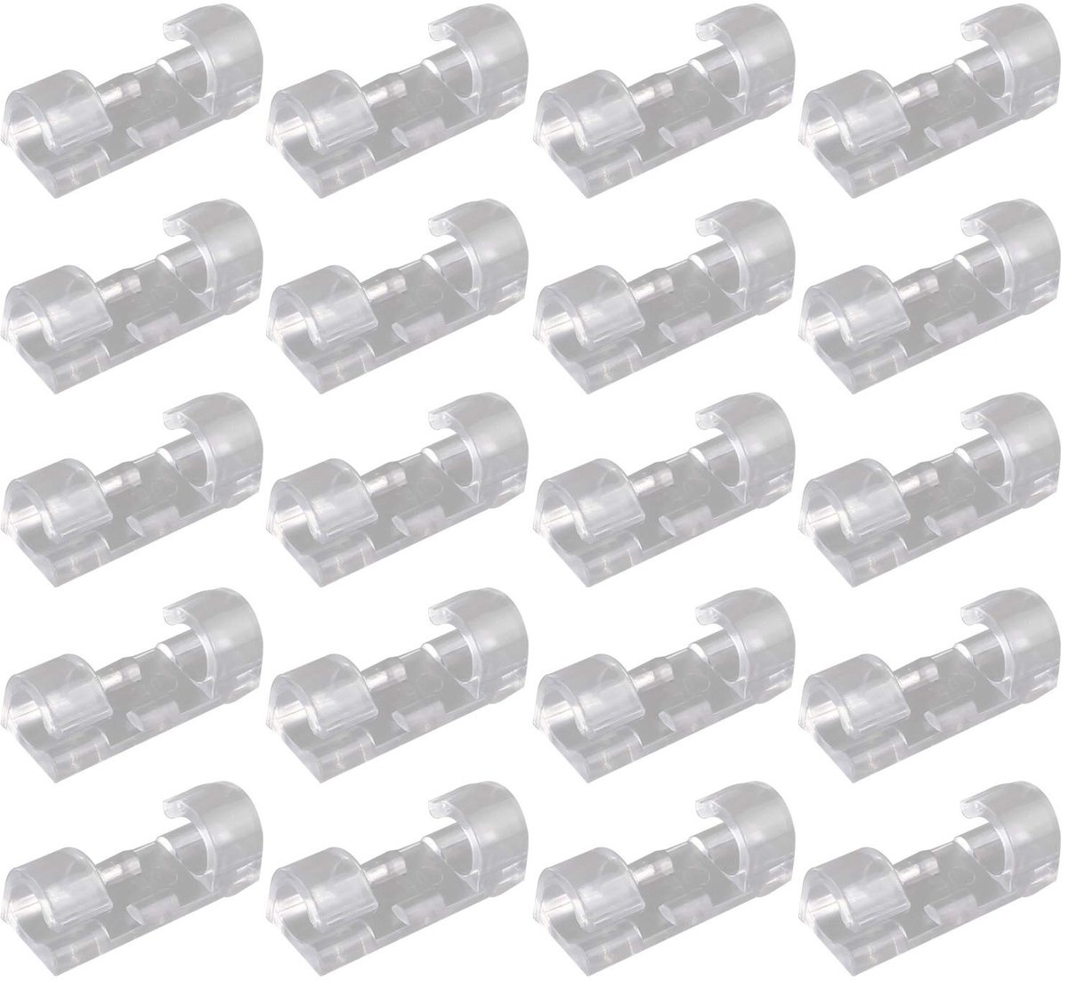 Dailygoods- Kabelclips 20 Stuks - Sterke Zelfklevende Klemmen - Duurzaam Kunststof - Kabelbeheer - Ruimtebesparend - Geschikt voor 7 mm Kabels - Kabelhouder