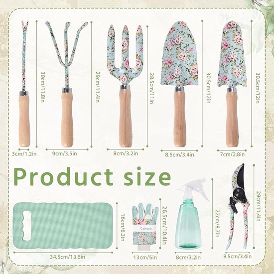 Tuingereedschap Set - Tuinieren Set Vrouwen - Planten Verzorgen - Decoratief Bloemmotief - 36 x 18 x 10.5 cm - Multicolor van Tuingereedschap. — afbeelding 2