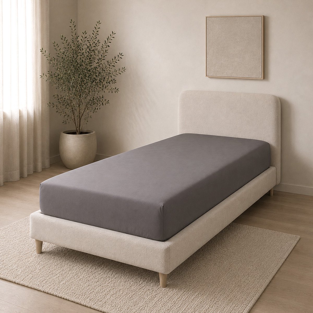 Amstelinen Hoeslaken 90x200 – Premium Hotelkwaliteit – TENCEL™ Lyocell Sateen – Moonstone Grey – Eenpersoons – Koeler Slapen, Zacht, Ademend & Hypoallergeen