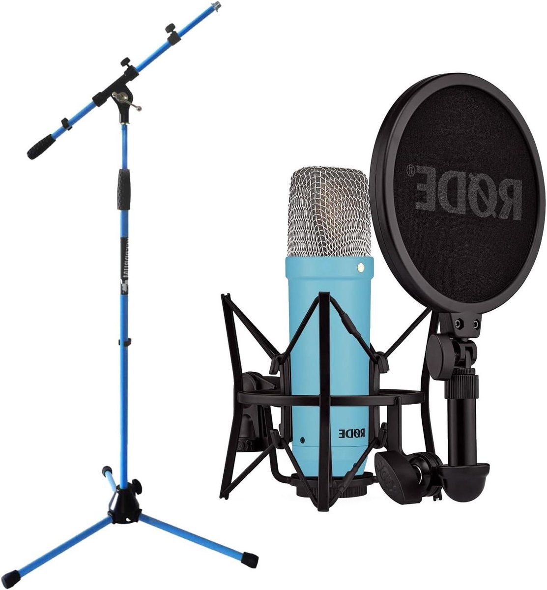 Studiomicrofoon Set - Condensator Microfoon - Zang Opnemen - Lage Ruisvloer - 19 cm - Blauw