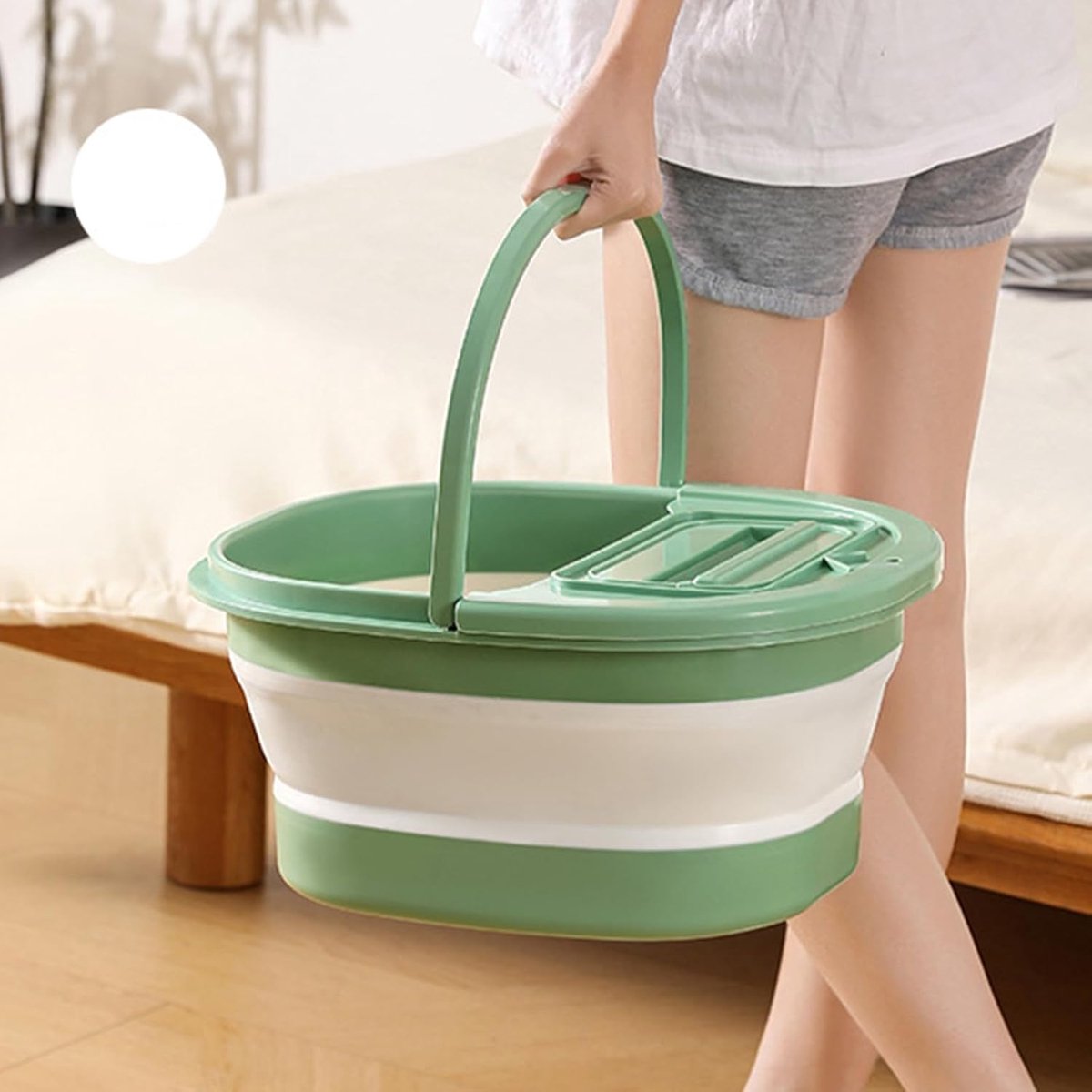 Voetenbad - Opvouwbaar Ligbad - Voeten Ontspannen - Met Massagepunten - 395 cm - Groen Wit