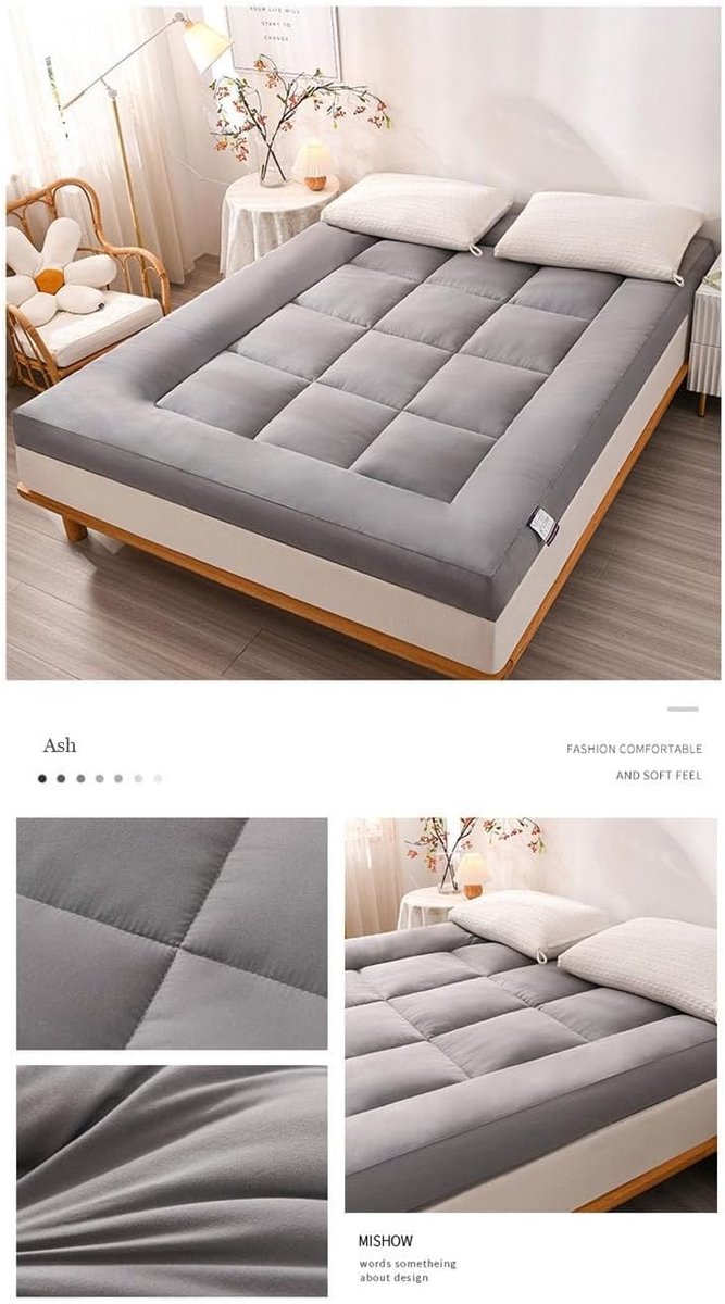 Opvouwbare Matras - Logeerbed Slaapmat - Comfortabel Slapen - 10cm Dikke Vulling - 120x200 cm - Wit Grijs — afbeelding 5