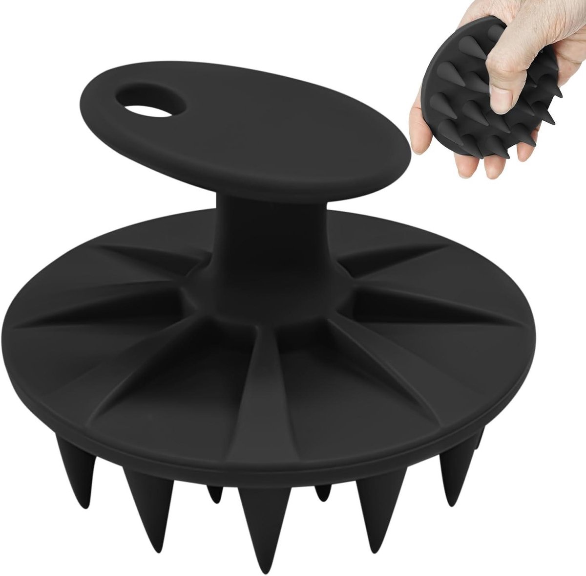Hoofdhuid Scrubber - Hoofdmassager - Diepe Reiniging - Duurzaam Siliconen - 8 x 8 x 6.5 cm - Zwart