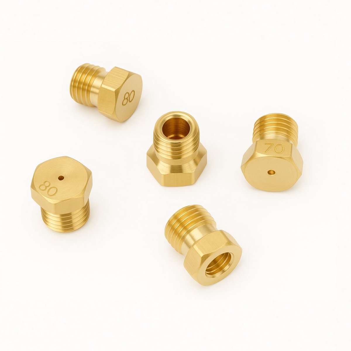 Dailygoods- Gasmondstukken 5-delige set - Messing Injectiemondstukken - Geschikt voor Fornuis/Grill - LPG/Aardgas - Corrosiebestendig - Hittebestendig - Gasinjectoren