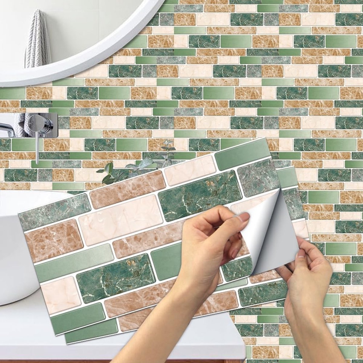 Dailygoods- Tegelstickers Set van 12 - Marmer Effect - Peel & Stick - Muurdecoratie - Keuken/Badkamer - Verwijderbaar zonder schade - Muursticker
