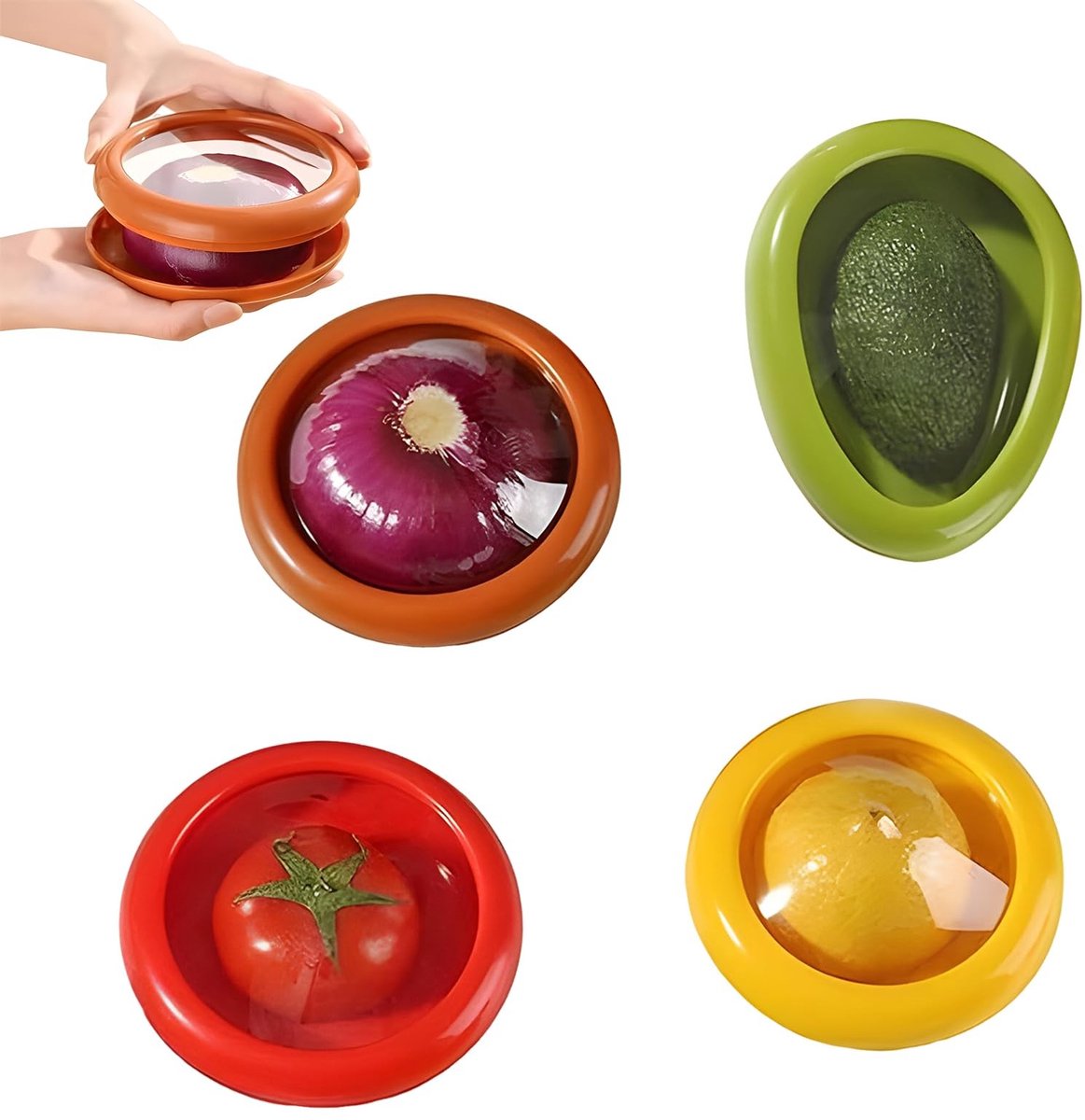 Dailygoods- Vershoudcontainers set van 4 - Siliconen opbergdoos - Anti-oxidatie - Afsluitbaar deksel - Voedselverspilling voorkomen - Bewaart smaak en voedingsstoffen
