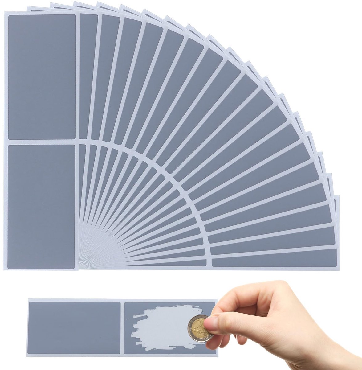 Dailygoods- Krasetiketten 110 stuks - Zelfklevend - Hoogwaardige kwaliteit - Zilverkleurig - 41 x 72 mm - Gecoat papier - Kraskaarten