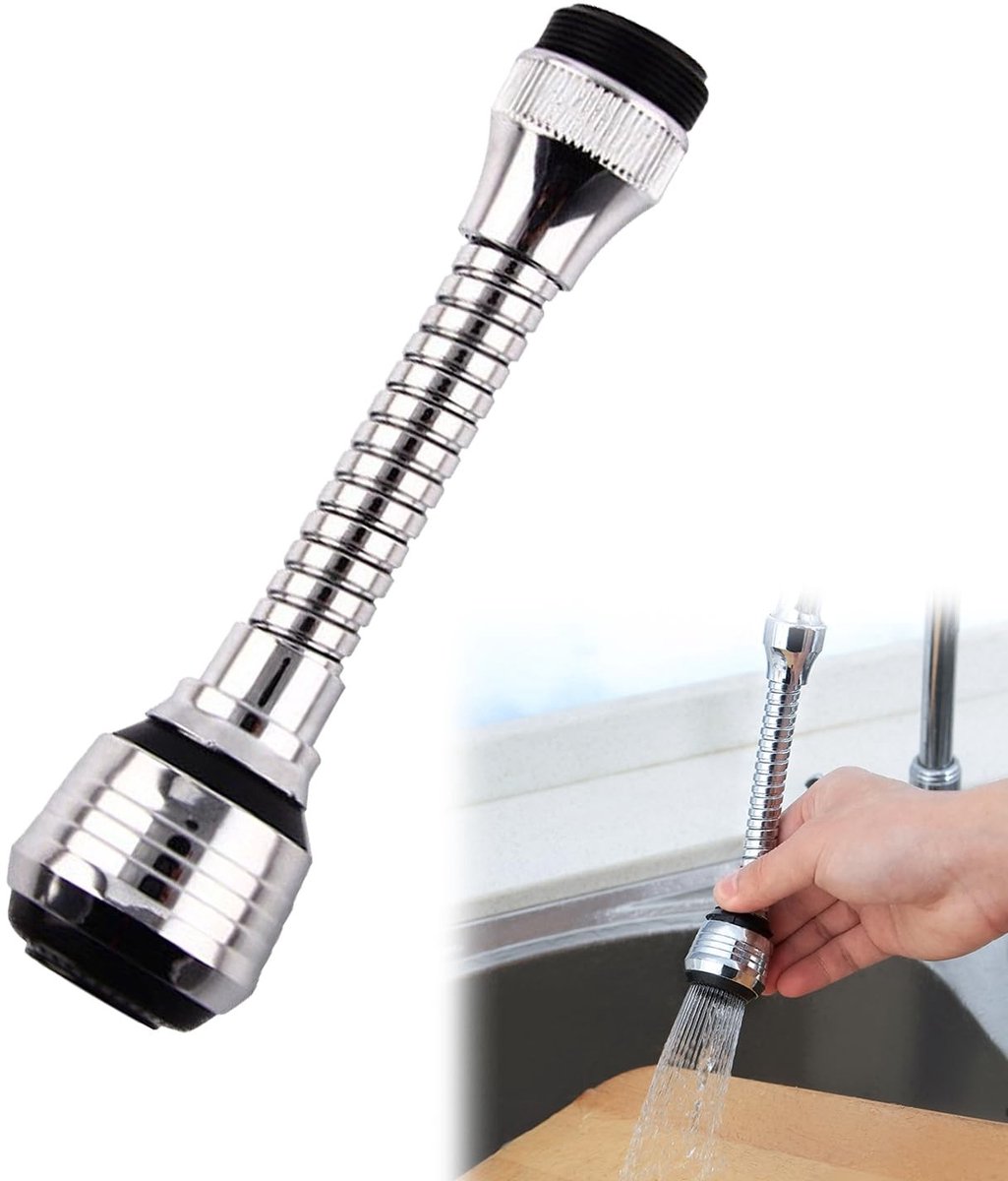 Dailygoods- Kraanverlengstuk Waterbesparend - Kraanbevestiging - 360° Rotatable - Verstelb