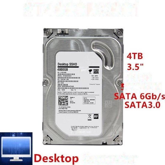 Interne Harde Schijf - Desktop Opslag - Data Opslaan - Hybride Technologie - 4 TB - Zwart van Interne Harde Schijf — afbeelding 2