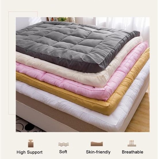 Japanse Vloermatras - Opvouwbare Futon - Comfortabel Slapen - Extra Dik Ontwerp - 200x220cm - Geel — afbeelding 5