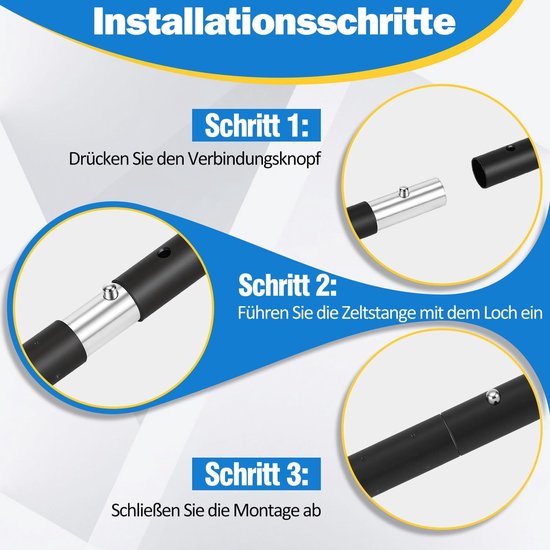 Telescoopstangen Tentstokken - Verstelbare Palen - Zonnezeil Opzetten - Lichtgewicht Aluminium - 85-205 cm - Zwart — afbeelding 4