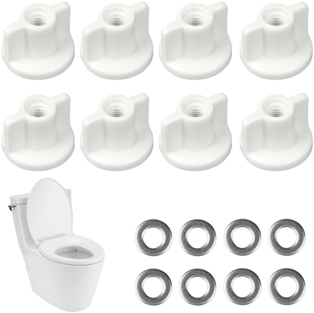 Dailygoods - WC-Brilbevestigingsset met 8 Stuks voor Eenvoudige Installatie