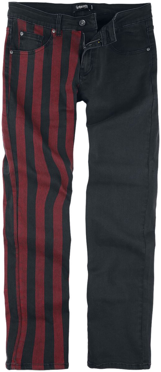 Gothicana Zwarte en rode jeans - Heren - W32L34