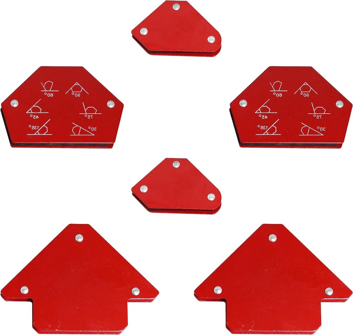 Magnetische Lassteun Set - Positioneer Hulp - Metaal Bewerken - Vaste Hoek - 6 Stuks - Rood