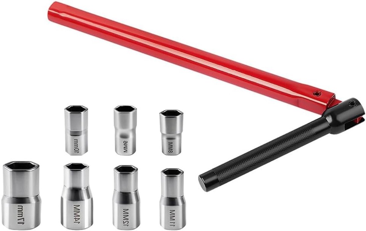 Complete Set van 8 Stuks Kraanmoersleutels voor Gemakkelijke Installatie en Onderhoud van Krane, Inclusief 8-17mm Gereedschap voor Tapmontage en Sleutel voor Staande Kranen