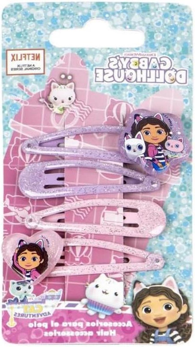 Haarspelden set - Kinder clips - Dagelijks haar - Antislip grip - 4 stuks - Paars glitter