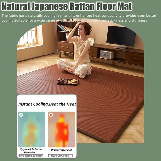 Japanse Tatami Mat - Vloerbed Slaapmat - Koel Slapen - Ademend Ontwerp - 120x190cm - Russet — afbeelding 5