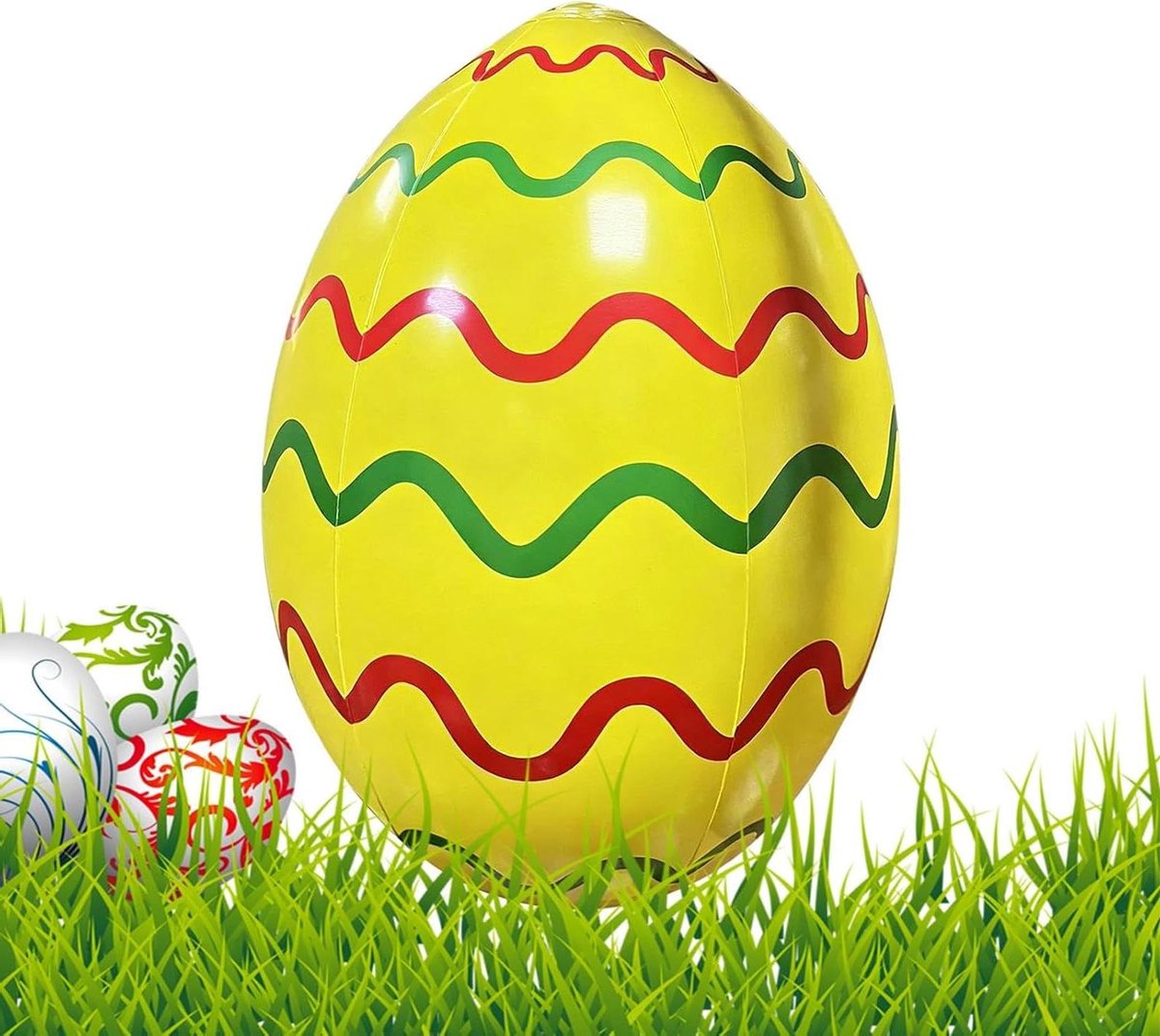 Opblaasbaar Paasei - Tuindecoratie Feest - Paasversiering Buiten - Levendige Kleuren - 40 cm Hoog - Multicolor