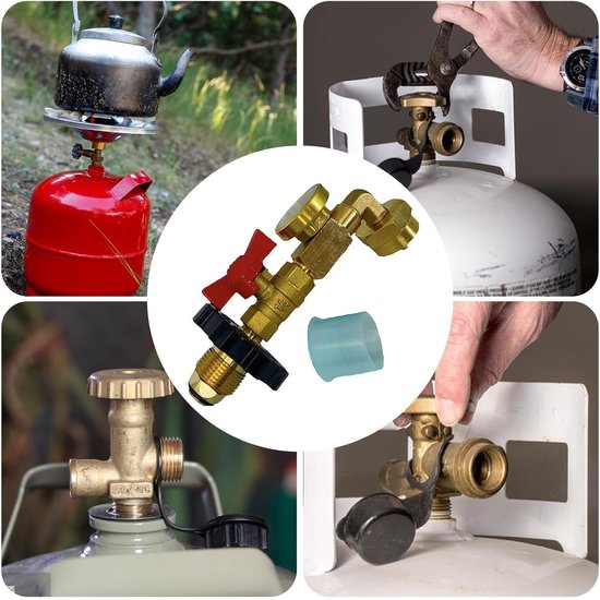 Propaan Navuladapter - Gas Converter - Outdoor Koken - Met Drukmeter - 9 kg tot 1 lb - Messing — afbeelding 2