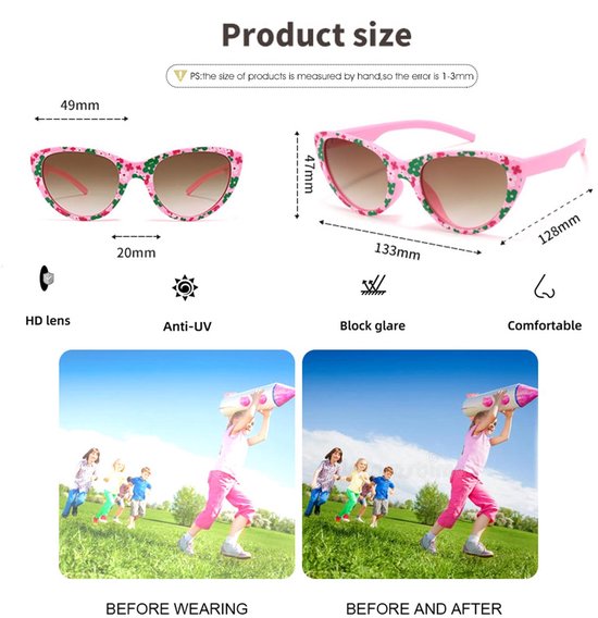 Allecto - Zonnebril voor kinderen - UV-bescherming - Schattig ontwerp - Bloemen - Peuterzonnebril - Perfect voor buitenactiviteiten - Geschikt voor... van Merkloos — afbeelding 2