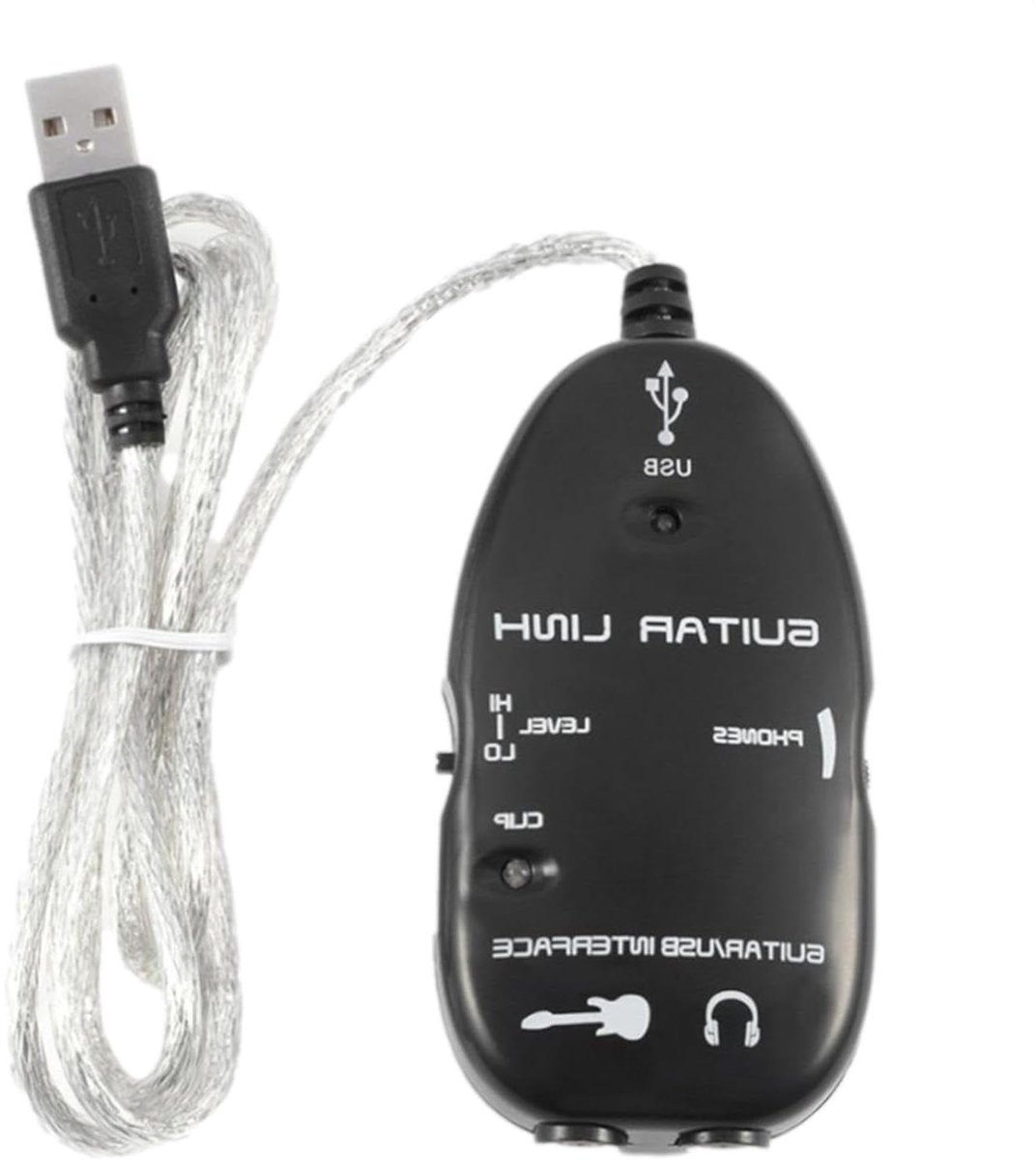 Gitaar USB Kabel - Audio Interface - Muziek Opnemen - Directe Monitoring - 16 bit 48kHz - Zwart