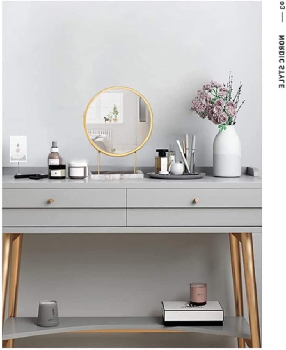 Make-up Spiegel - Vintage Decoratie - Dagelijkse Make-up - Gouden Metalen Frame - 26x20cm - Goud